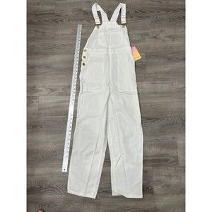 Stoney Clover Lane Target White Overalls XXS Linen Blend Gold HW 2XS Adjustable